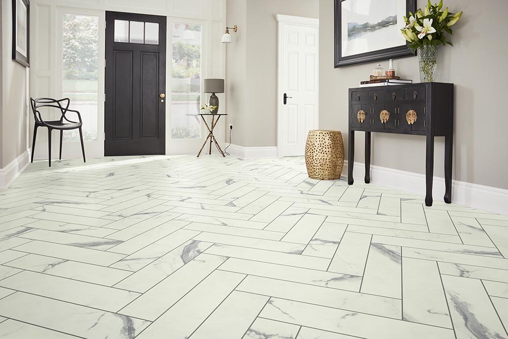 Entry Foyer Luxury Vinyl Tile Herringbone LVT -  Dan Good Flooring in Payson, AZ